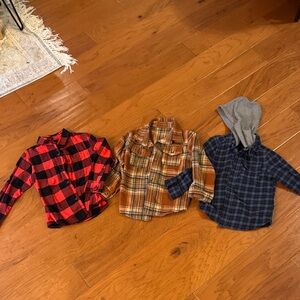 Old Navy Kids Plaid Shirt Set - Red, Brown, and Blue